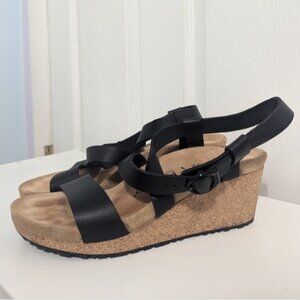 Birkenstock Papillio Womens Shoe Sibyl Cork Wedge Heel Leather Sandal 40 9-9.5